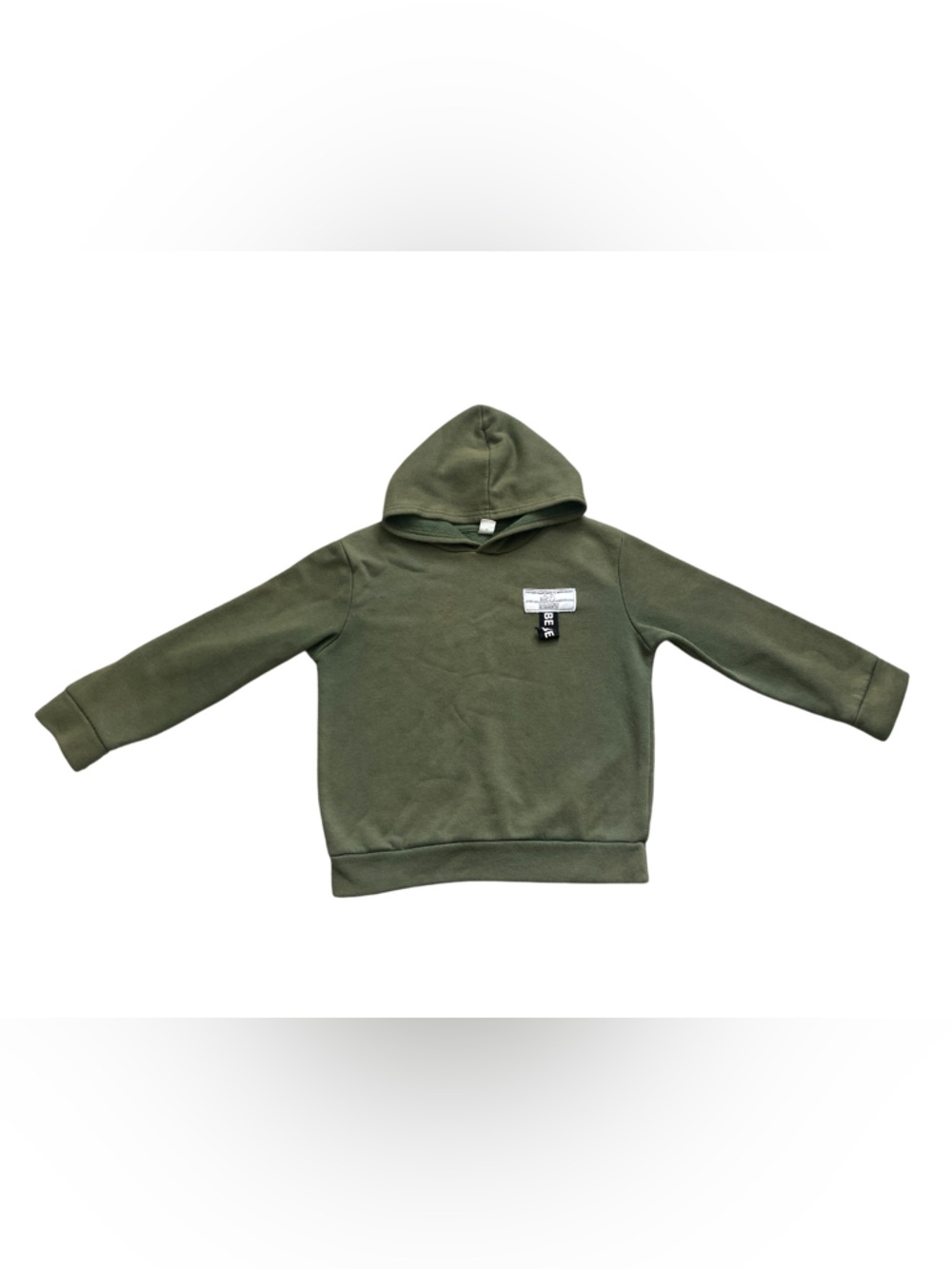 SHEIN Olive Green Hoodie Cat Graphic BE COOL with Logo Tab 8Y